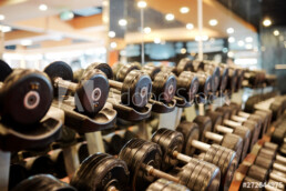 Fitness im Loftstyle Hotel - Darstellung einer Hantelablage