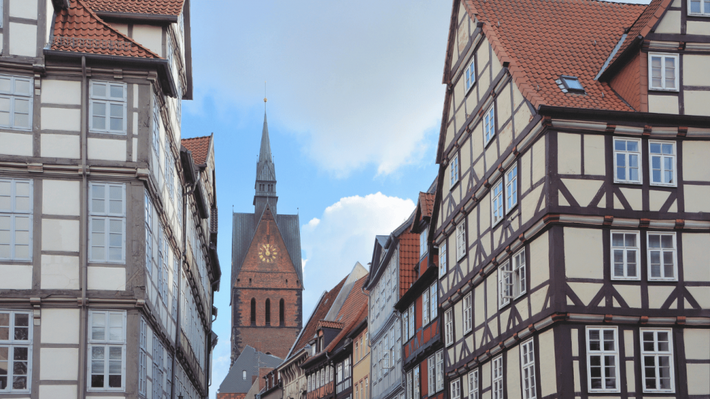 Bild mit Fachwerkhäusern in der Altstadt von Hannover