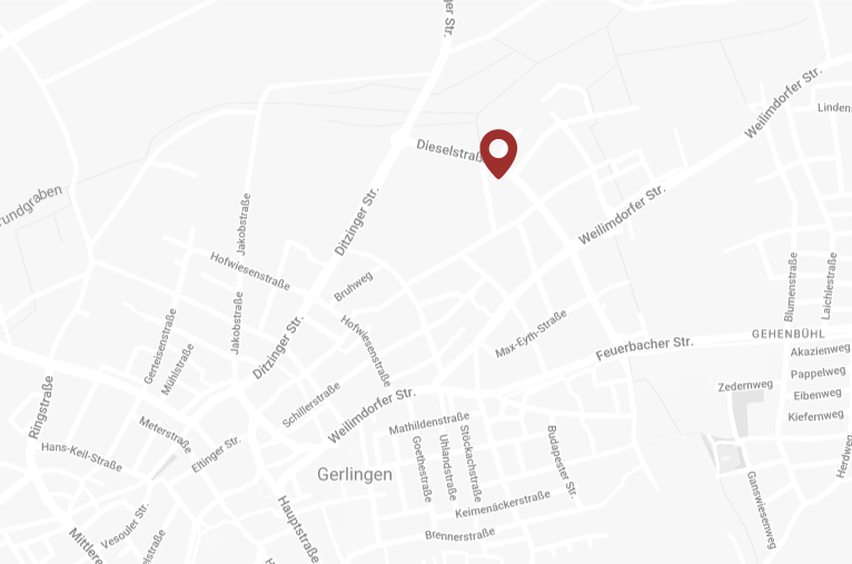 Landkarte von Gerlingen mit Markierung des Loftstyle Hotel Gerlingen